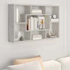 Hot vidaXL Vägghylla 85x16x52,5 cm konstruerat trä Betonggrå