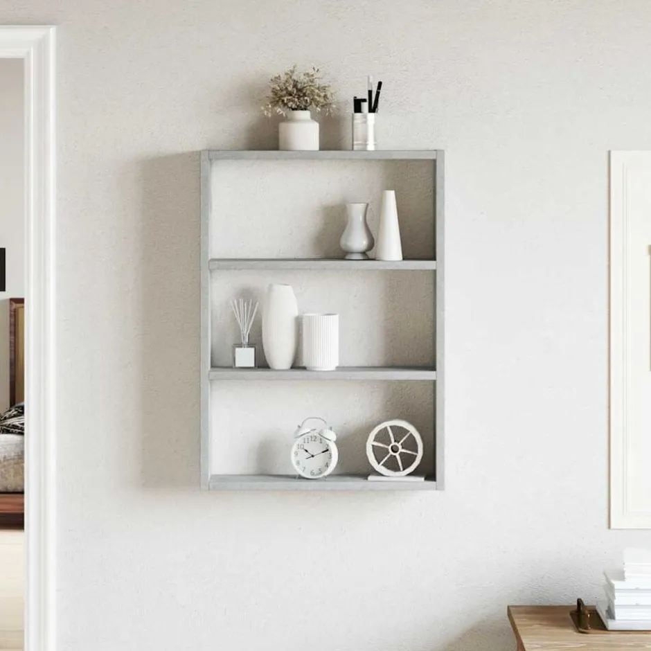 Best vidaXL Vägghylla 43x9x60 cm konstruerat trä Betonggrå