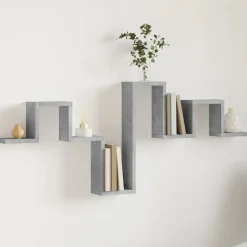 Outlet vidaXL Vägghylla 104,5x10x43 cm konstruerat trä Betonggrå