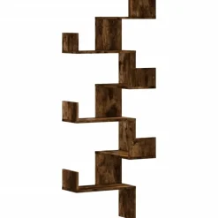 Clearance vidaXL Vägghylla hörn 45x45x147 cm konstruerat trä Rökfärgad ek