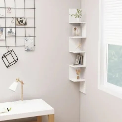 vidaXL Vägghylla hörn vit 20x20x127,5 cm konstruerat trä