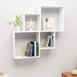 vidaXL Vägghylla kubformad vit 80x15x78,5 cm konstruerat trä