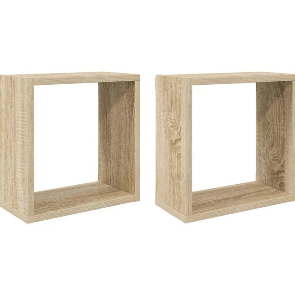 Sale vidaXL Vägghylla kubformad 2 st sonoma-ek 30x15x30 cm Sonoma ek
