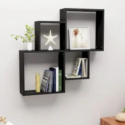 vidaXL Vägghylla kubformad svart 80x15x78,5 cm konstruerat trä