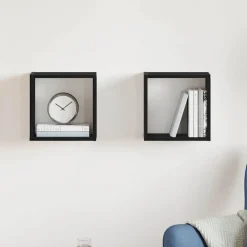 vidaXL Vägghylla kubformad 2 st 30x15x30 cm konstruerat trä Svart ek