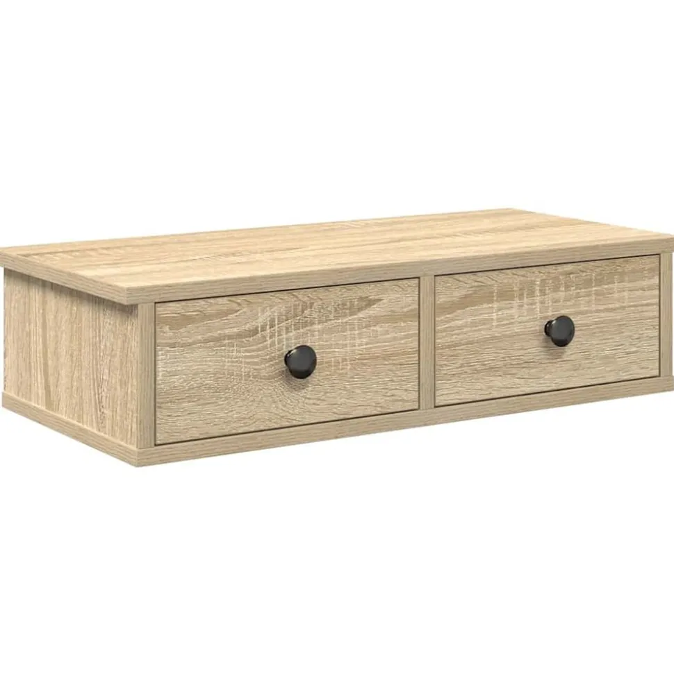 vidaXL Vägghylla med lådor sonoma-ek 60x28x15 cm konstruerat trä