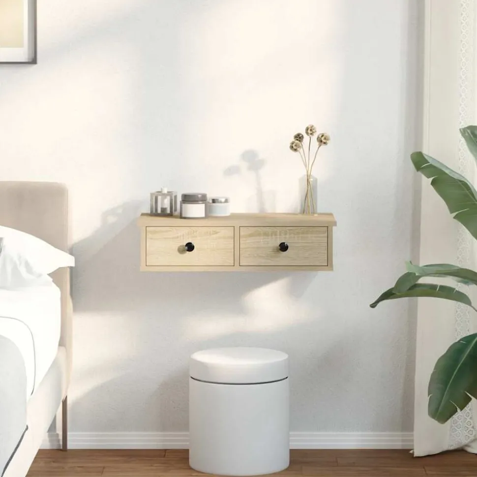 vidaXL Vägghylla med lådor sonoma-ek 60x28x15 cm konstruerat trä