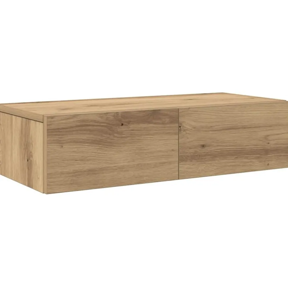vidaXL Vägghylla med lådor ek 60x26,5x15 cm konstruerat trä