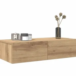 vidaXL Vägghylla med lådor ek 60x26,5x15 cm konstruerat trä