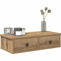 vidaXL Vägghylla med lådor ek 60x28x15 cm konstruerat trä