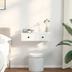 vidaXL Vägghylla med lådor vit 60x28x15 cm konstruerat trä