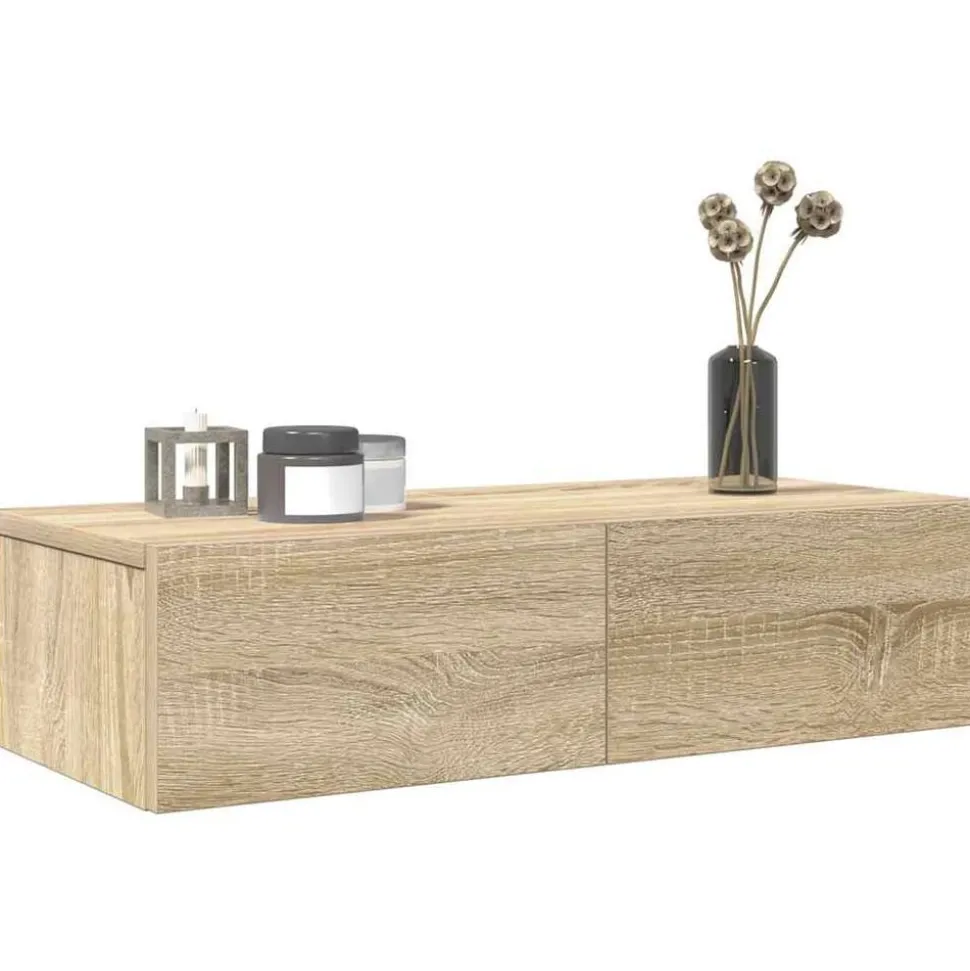 vidaXL Vägghylla med lådor sonoma-ek 60x26,5x15 cm konstruerat trä