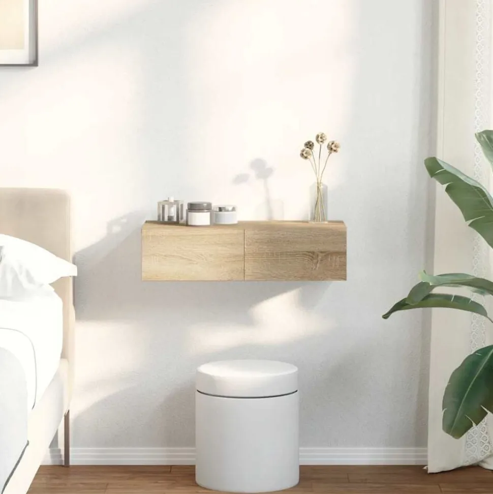 vidaXL Vägghylla med lådor sonoma-ek 60x26,5x15 cm konstruerat trä