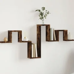 vidaXL Vägghylla rökfärgad ek 104,5x10x43 cm konstruerat trä