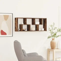 vidaXL Vägghylla rökfärgad ek 36x16x90 cm konstruerat trä