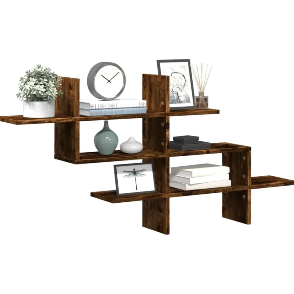 Discount vidaXL Vägghylla 124,5x18x60,5 cm konstruerat trä Rökfärgad ek