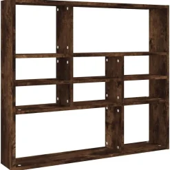 vidaXL Vägghylla rökfärgad ek 90x16x78 cm konstruerat trä