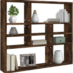 vidaXL Vägghylla rökfärgad ek 90x16x78 cm konstruerat trä