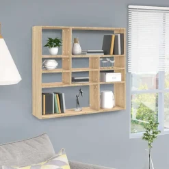 vidaXL Vägghylla sonoma-ek 90x16x78 cm konstruerat trä