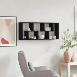 Discount vidaXL Vägghylla 36x16x90 cm konstruerat trä Svart ek