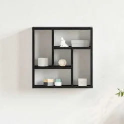 vidaXL Vägghylla svart ek 45x16x45 cm konstruerat trä