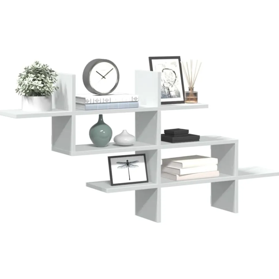 vidaXL Vägghylla vit 124,5x18x60,5 cm konstruerat trä