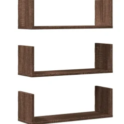 vidaXL Vägghyllor 3 st brun ek 58x18x18 cm konstruerat trä