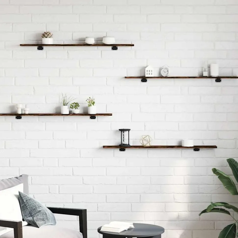 vidaXL Vägghyllor 4 st rökfärgad ek 100x10x1,5 cm konstruerat trä