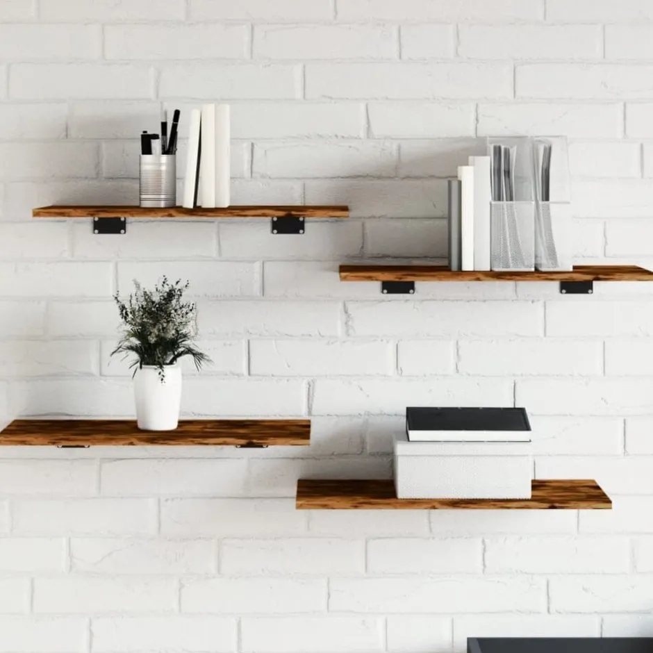 Discount vidaXL Vägghyllor 4 st 60x30x1,5 cm konstruerat trä Rökfärgad ek