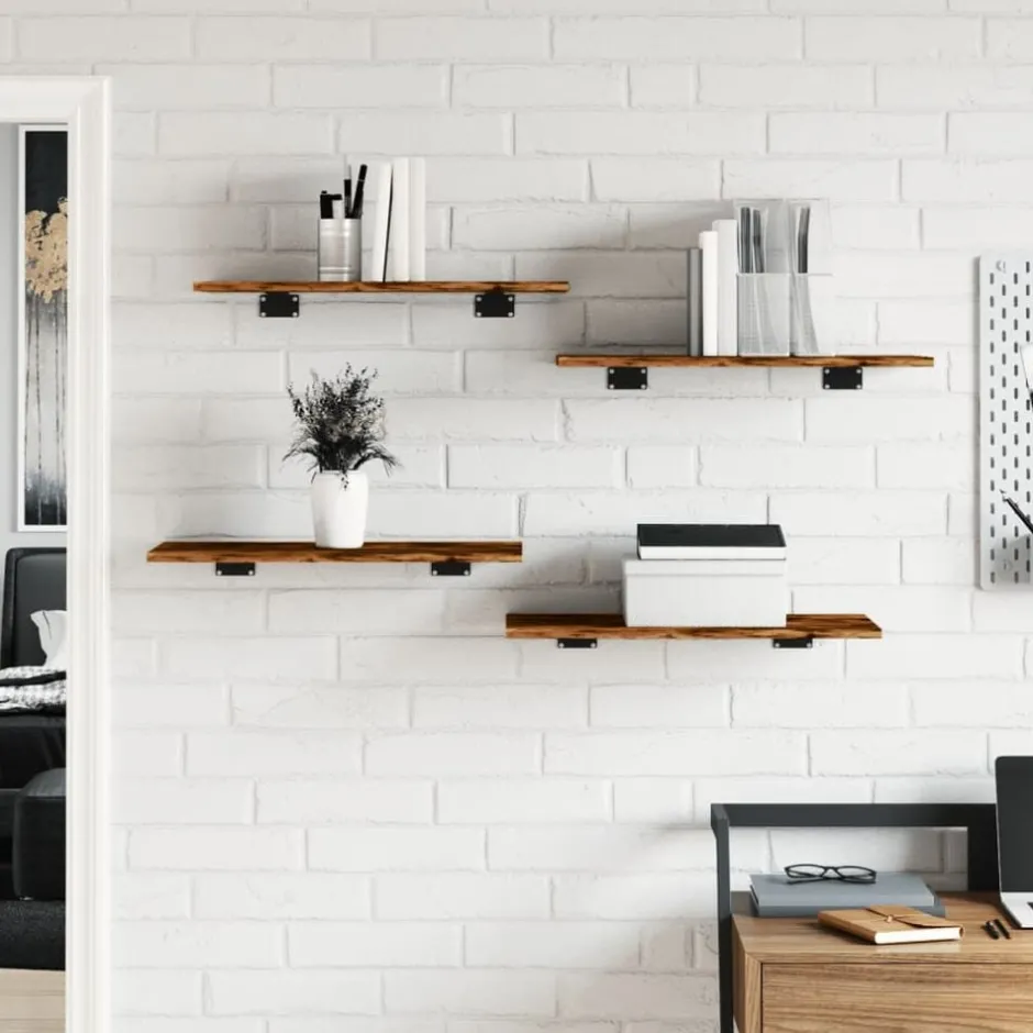 Discount vidaXL Vägghyllor 4 st 60x30x1,5 cm konstruerat trä Rökfärgad ek