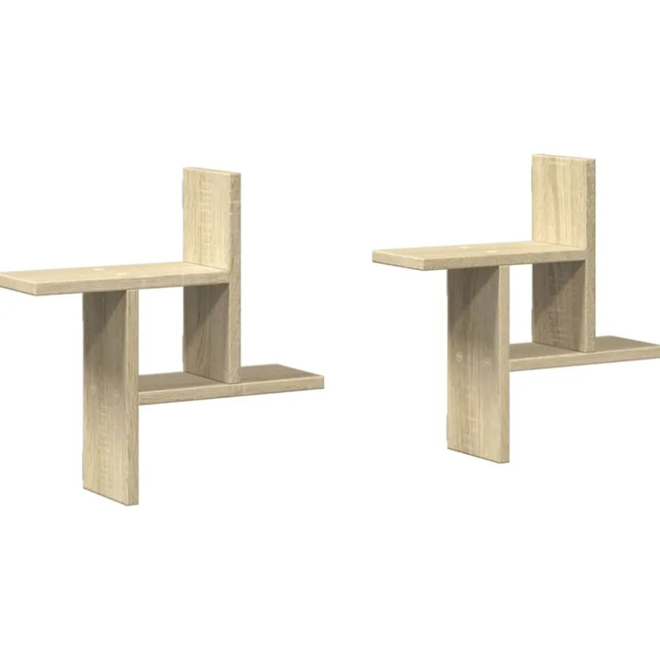 Online vidaXL Vägghyllor 2 st sonoma-ek 38x12x38 cm konstruerat trä Sonoma ek
