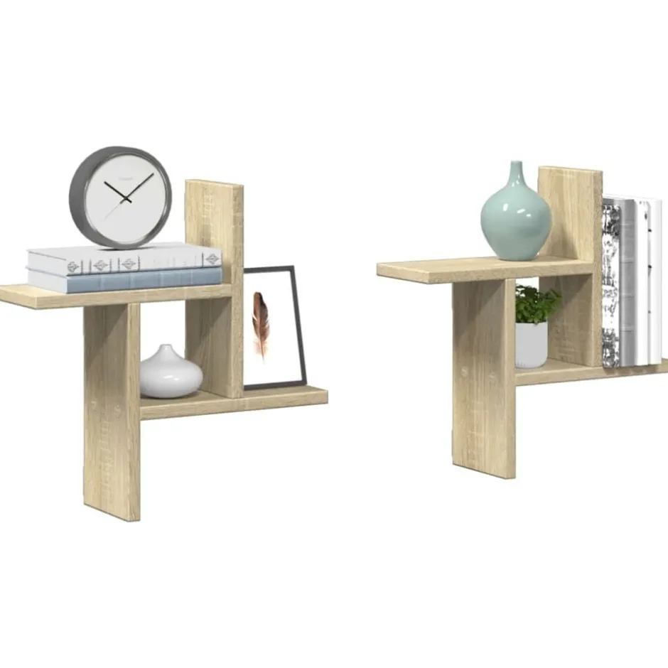 Online vidaXL Vägghyllor 2 st sonoma-ek 38x12x38 cm konstruerat trä Sonoma ek