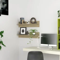 vidaXL Vägghyllor 2 st sonoma-ek 80x11,5x18 cm konstruerat trä