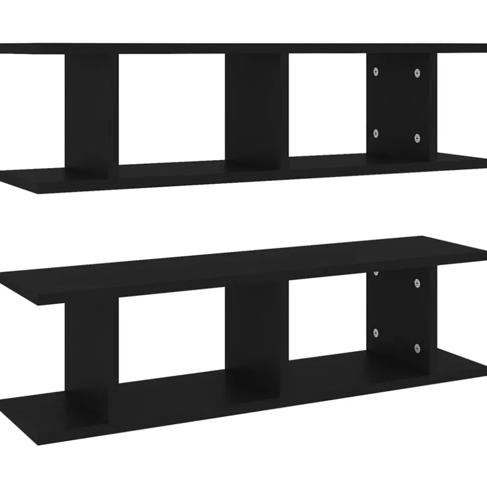 vidaXL Vägghyllor 2 st svart 75x18x20 cm konstruerat trä