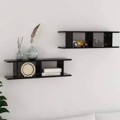 vidaXL Vägghyllor 2 st svart 75x18x20 cm konstruerat trä