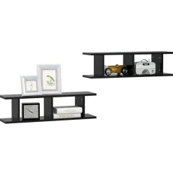 vidaXL Vägghyllor 2 st svart 75x18x20 cm konstruerat trä