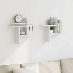 vidaXL Vägghyllor 2 st vit 38x12x38 cm konstruerat trä
