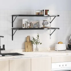 Outlet vidaXL Vägghyllor 2 st 100x40 cm rostfritt stål Svart