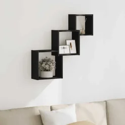 vidaXL Vägghyllor kub svart ek 68x15x68 cm konstruerat trä
