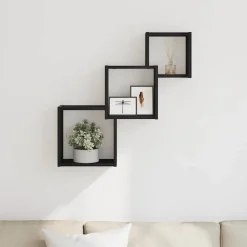 vidaXL Vägghyllor kub svart ek 68x15x68 cm konstruerat trä