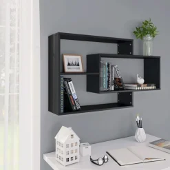 vidaXL Vägghyllor svart 104x20x58,5 cm konstruerat trä