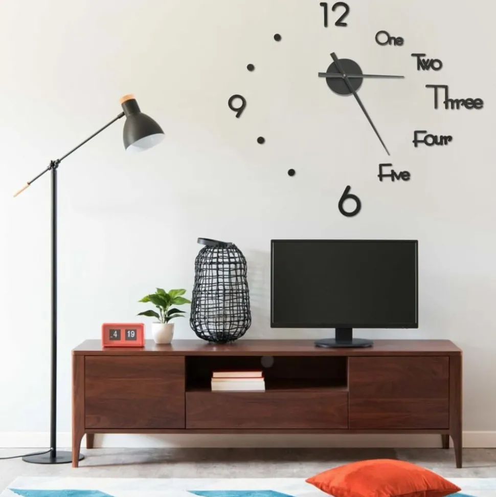 vidaXL Väggklocka 3D modern design svart 100 cm XXL