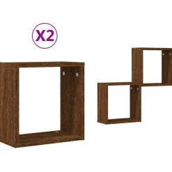 vidaXL Väggkubhyllor 2 st brun ek 30x15x30 cm
