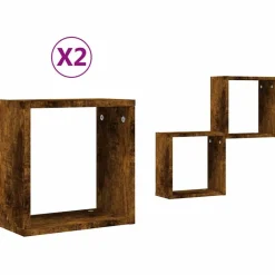 vidaXL Väggkubhyllor 2 st rökt ek 30x15x30 cm