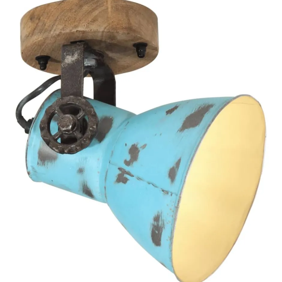 Discount vidaXL Vägglampa 25 W nött 11,5x11,5x25 cm E27 Blå
