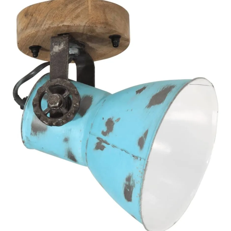 Discount vidaXL Vägglampa 25 W nött 11,5x11,5x25 cm E27 Blå