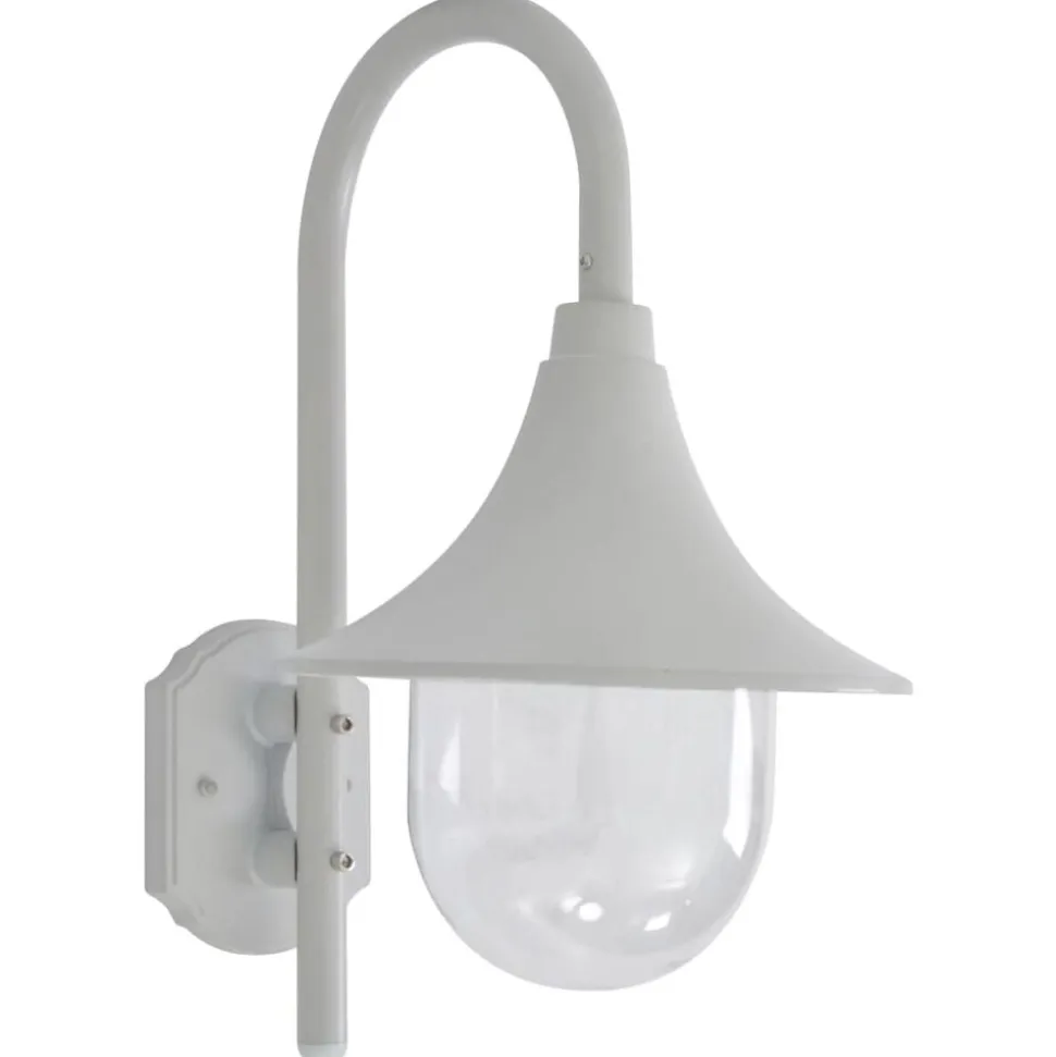 vidaXL Vägglampa för trädgård E27 42 cm aluminium vit