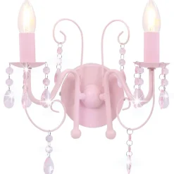 vidaXL Vägglampa med pärlor rosa 2 x E14-lampor