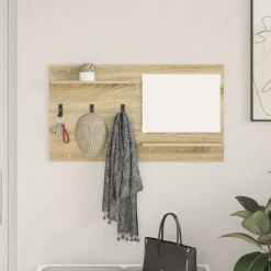 vidaXL Väggmonterad Klädhängare med hylla Sonoma-ek 90 x 10 x 50 cm