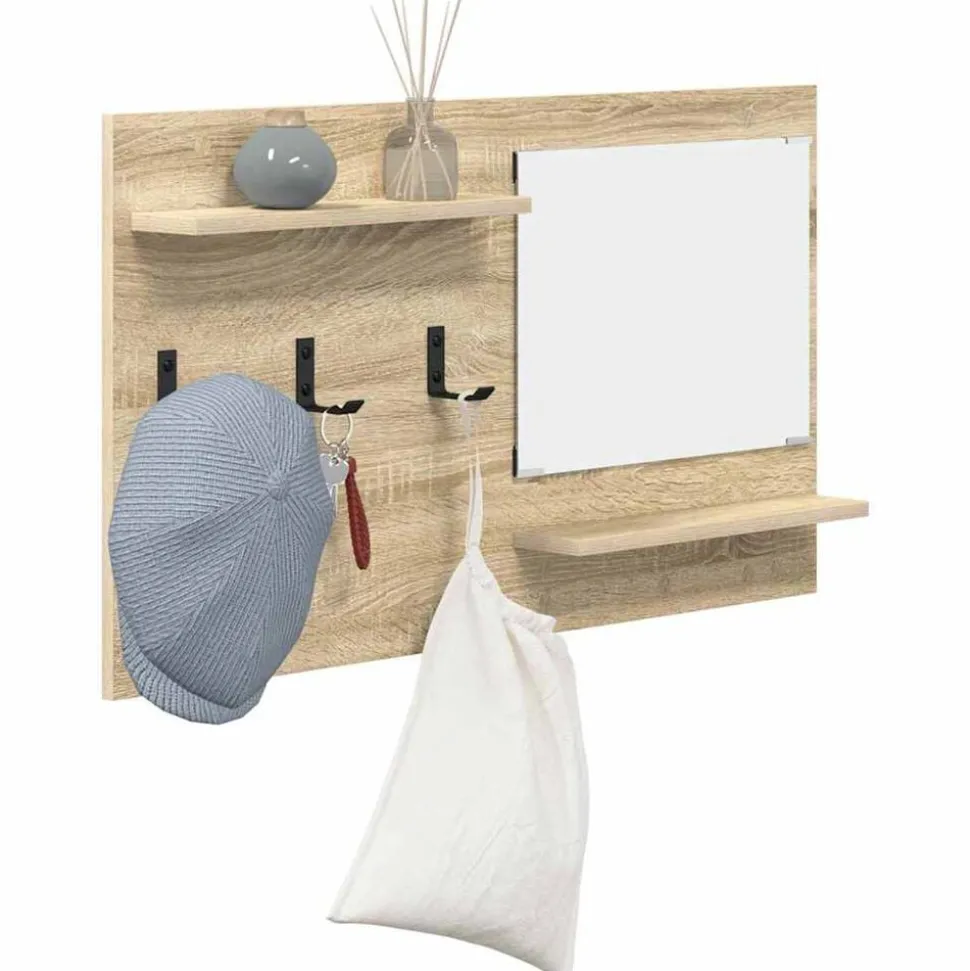 vidaXL Väggmonterad Klädhängare med hylla Sonoma-ek 90 x 10 x 50 cm